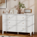 Cassettiera Camera da Letto Scanalata 120x40x78 cm con 6 Cassetti Maniglie e 5 Gambe in MDF e Truciolato Bianco      