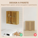 Pensile Bagno 60x20x60 cm con Ripiano Interno e Ante a Persiana in Bambù Color Legno      