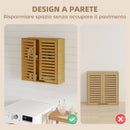 Pensile Bagno 60x20x60 cm con Ripiano Interno e Ante a Persiana in Bambù Color Legno      