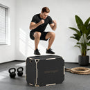 Plyo Box 3 in 1 Box Pliometrico 76x61x51 cm per Salti Antiscivolo con Maniglie per Allenamento in Legno Nero      