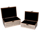 Set 2 Scatole in Legno sbiancato rettangolare 