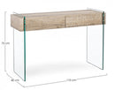 Consolle 2 Cassetti Line Kenya Rettangolare 110x40 in MDF e Vetro