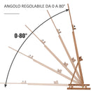 Cavalletto per Pittura Regolabile 53x50,5x171-230 cm in Legno di Faggio Naturale