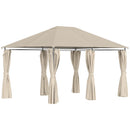 Gazebo da Giardino 4x3m in Acciaio Tende Laterali Cachi