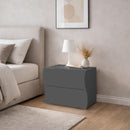 Comodino 2 Cassetti Onda 50x40x41,3 cm Finitura in Melamina Antracite Opaco 