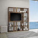 Libreria Moderna 5 Ripiani con Pannello per TV 178x36x204 cm in nobilitato Marrone