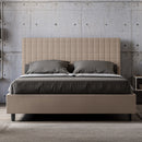Letto Matrimoniale con Testata e Alzata Comoda Imbottito in Similpelle Sunny Tortora Varie Misure
