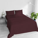 Set Lenzuola Sopra Sotto e 2 Federe Linea Water Washed Bordeaux