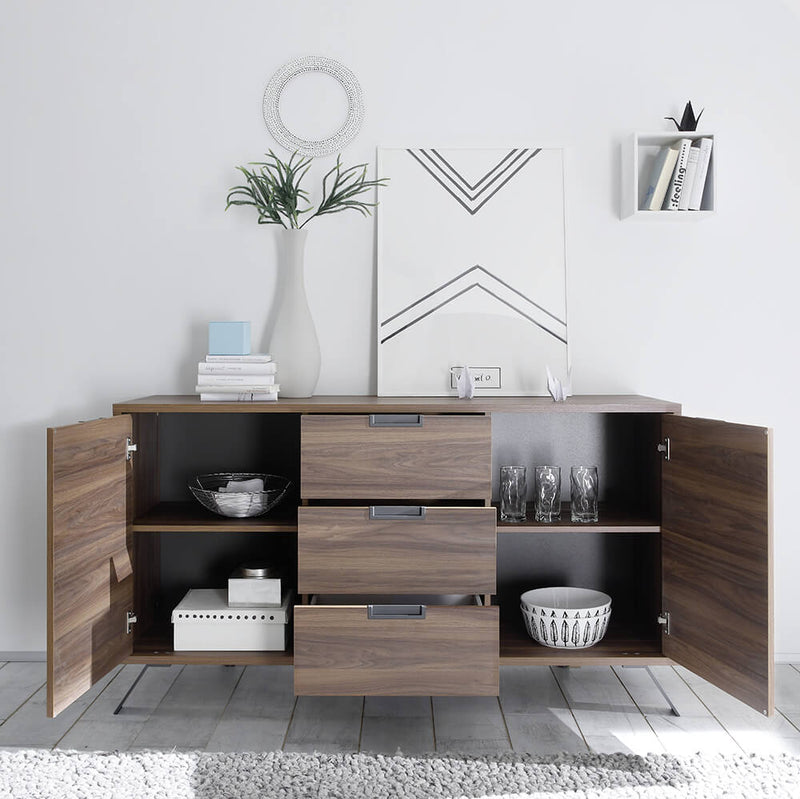 Madia Mobile da Salotto 2 Porte 3 Cassetti 82x156x50cm TFT  Palma Noce