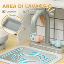 Cucina Giocattolo per Bambini 3+ Anni con Fornello Interattivo Forno e Macchina Caffè in Legno Bianco      