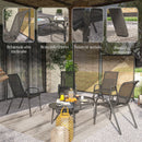 Set 4 Sedie da Giardino 54x71x93 cm Impilabili in Acciaio e Tessuto a Rete Traspirante Nero   