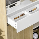 Credenza Moderna 89x39,6x180 cm in Legno Naturale e Bianco