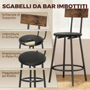 Set Tavolo da Bar Salvaspazio 100x40x90,5 cm in MDF e 2 Sgabelli in Finta Pelle Marrone Rustico      