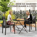 Set 2 Sedie da Giardino Impilabili 56x58x89 cm con Seduta Traspirante in Alluminio e Textilene Grigio Carbone 