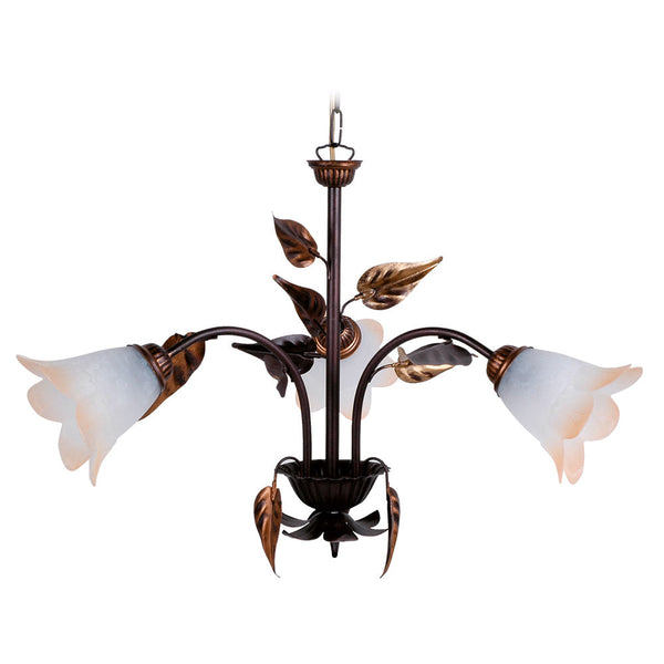 acquista Lustre 3xE14 Cuivre Brun Cadre Blanc Ambre Shaded Verre E-Energy Giulia