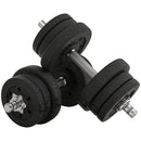 Set 2 Manubri da 25Kg Totali con 12 Dischi in Acciaio e PU Nero    
