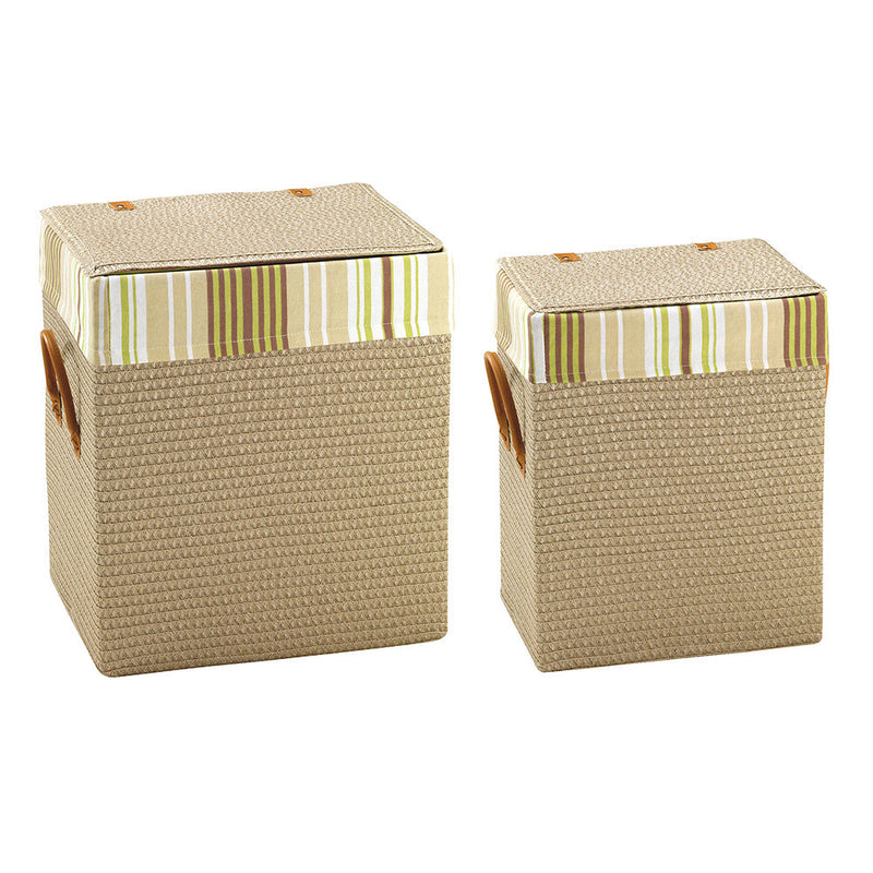 Set 2 Portabiancheria Rettangolare in Polipropilene Beige Fadi