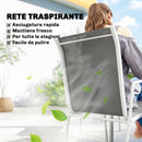 Set 7 Pezzi Pranzo da Giardino con Tavolo Rettangolare 150x90x72 cm e 6 Sedie Impilabili in Metallo e Texteline Grigio      