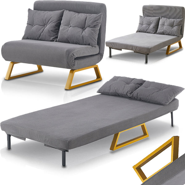 sconto Poltrona Letto Reclinabile 2 Posti Chaise Lounge in Velluto Convertibile Grigio