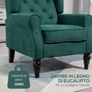 Poltrona per Salotto in Stile Francese 74x86x102 cm Rivestimento Effetto Lino Verde Scuro   