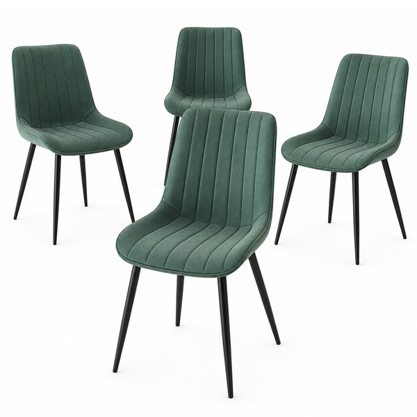 acquista Set 4 Sedie da Pranzo Seduta Ergonomica 43x52x85 cm Struttura in Acciaio in Velluto Verde