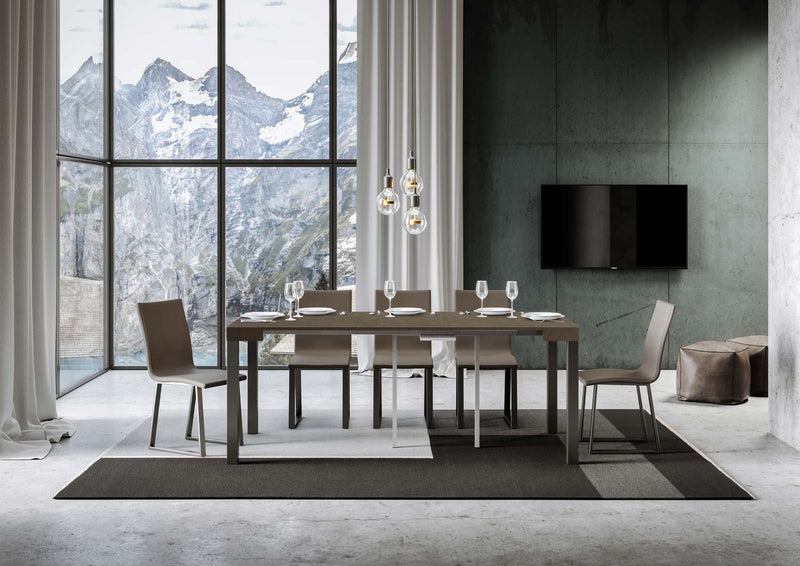 Consolle Allungabile 90-196x40x77 cm Everyday Small Tortora Telaio Antracite 