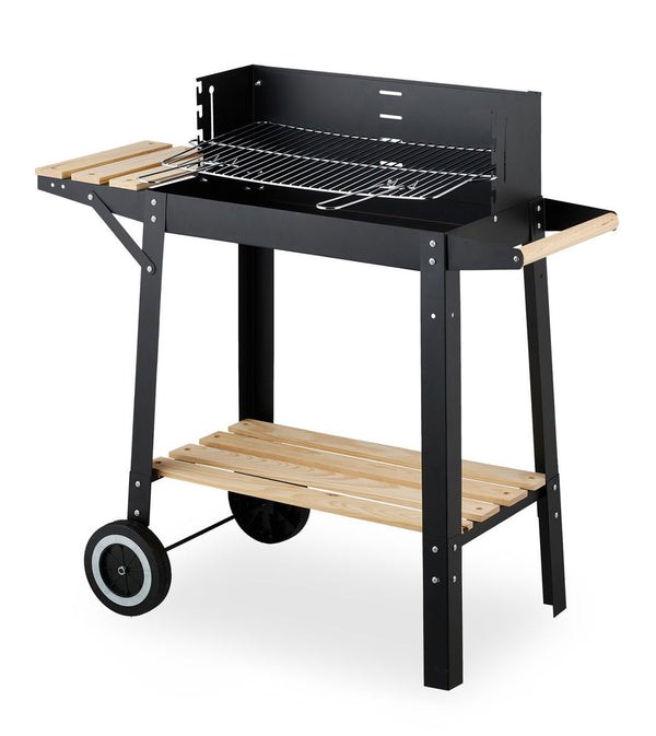 acquista Barbecue a Carbone Sebastian 87x42x82 cm con Griglia in Acciaio Inox e Coperchio Nero