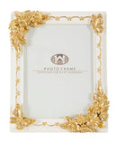 Cornice Butterlyforest 20x2,8x25 cm in Poliresina e Vetro Crema e Oro