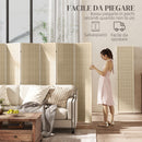 Paravento da Interno a 6 Ante Pieghevole Altezza 180cm in Legno e Bambù Colore Naturale      