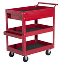 Carrello Porta Attrezzi da Officina con Rotelle in Lamiera Rosso 68x46x82 cm 