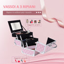 Valigetta Porta Trucchi 20x15x15 cm con Profili in Alluminio Rosa