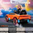 Macchina Elettrica per Bambini 101.5x49x43 cm Licenza Lamborghini 12V con Luci LED Clacson e Telecomando Arancione      
