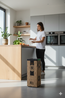 Pattumiera Per Raccolta Rifiuti 28x28xh70 cm in Cartone Con Stampa Grafica Vetro Beige