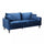 Canapé 3 places Chandler 196x81x89 h cm en Velours Bleu