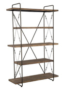 Libreria Raw 119,5x41x185,5 cm in Ferro e MDF Marrone e Nero