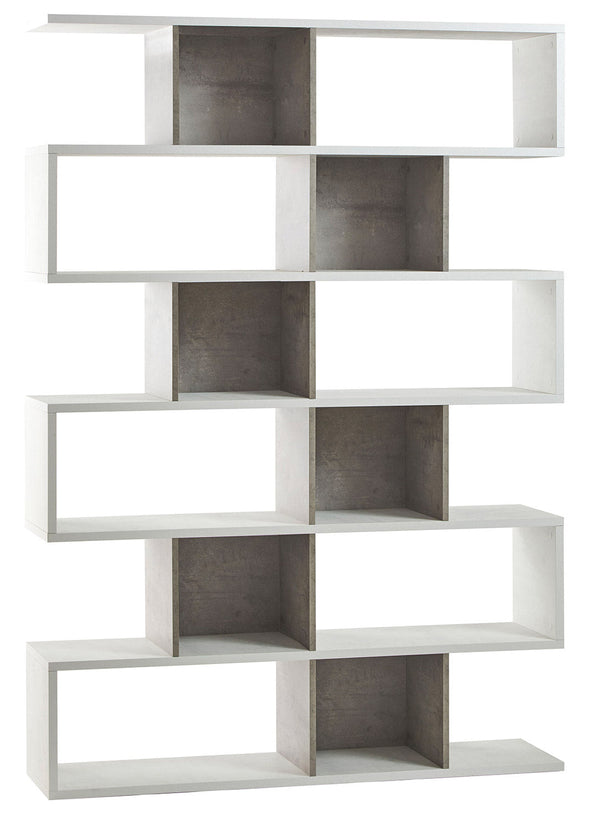 Libreria Modulare 6 Ripiani 150x215x38 cm Ossido Bianco/Cemento acquista
