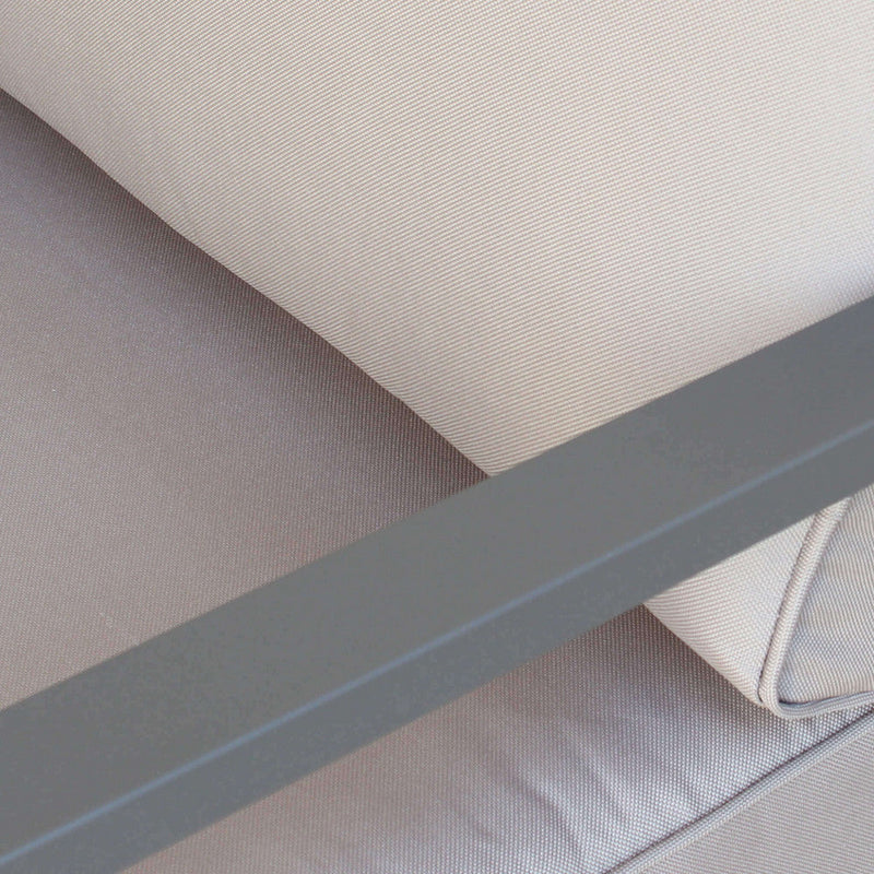 Set Salotto da Giardino Divano 2 Poltrone e Tavolino con Cuscini in Alluminio Taupe