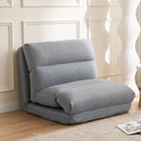 Poltrona da Terra Pieghevole 3 in 1 70x41x56 cm Trasformabile in Chaise Longue e Letto in Tessuto Effetto Lino Grigio      