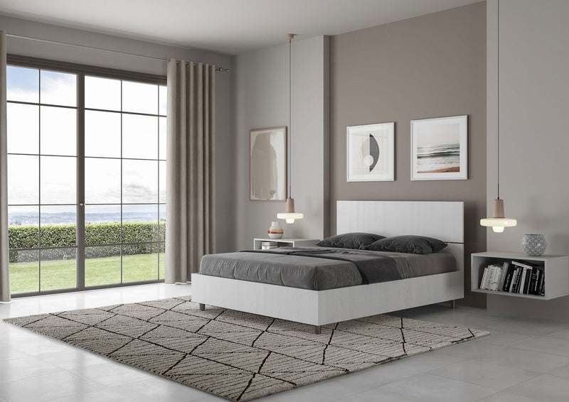 Letto Matrimoniale Francese Testata Dritta Demas Bianco Frassino Varie Misure