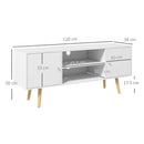 Mobile TV 55"" max con 2 Armadietti e 2 Ripiani Aperti 120x34x50 cm in Legno e Truciolato Bianco