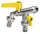 Robinet à bille double pour fontaine de jardin avec leviers colorés Belfer RUB/027 Jaune