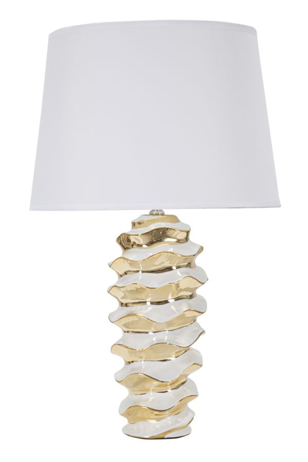 sconto Lampada da Tavolo Glam Space 33x53x33 cm in Ceramica Bianco/Oro
