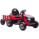 Trattore Elettrico per Bambini 3-8 Anni con Rimorchio Staccabile Telecomando Musica Luci Rosso      