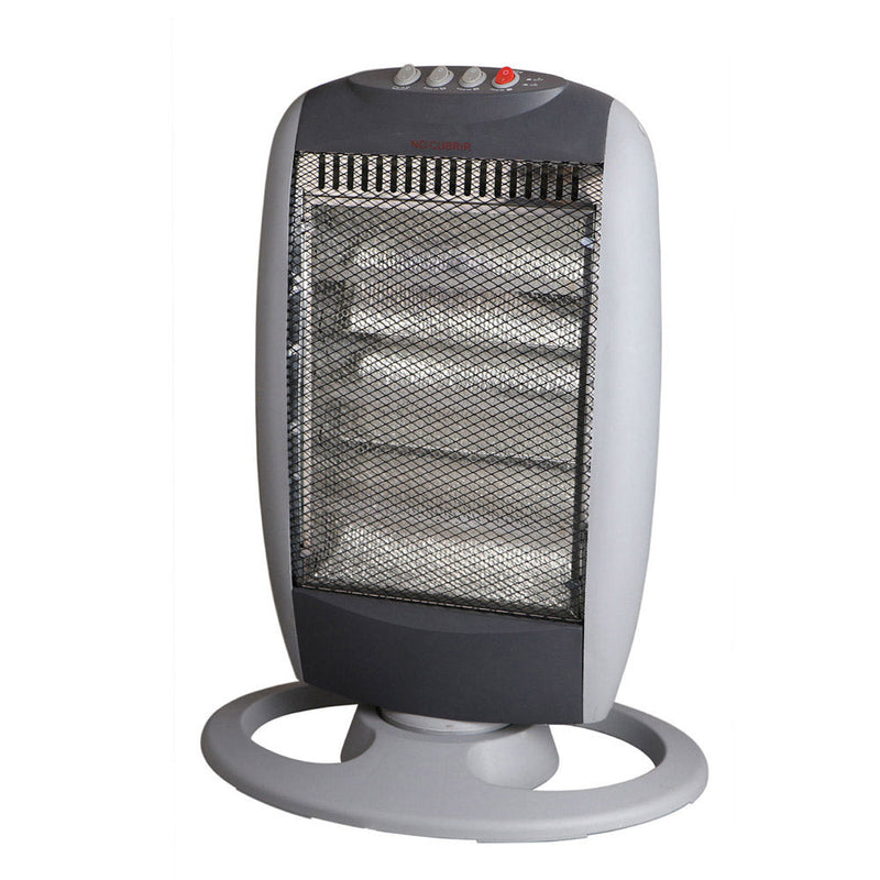 Stufa Alogena 1200W Oscillante 3 Elementi Grigia e Nera