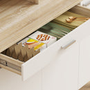 Credenza da Cucina 120x40x175 cm con Ripiani Aperti 4 Armadietti e Cassetto in Legno e Metallo Bianco e Legno      
