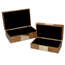Set 2 Scatole in Legno marrone rettangolare 