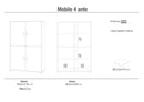 Mobile 4 Ante 107x162x41 cm Bianco Fiammato/Bianco Lucido