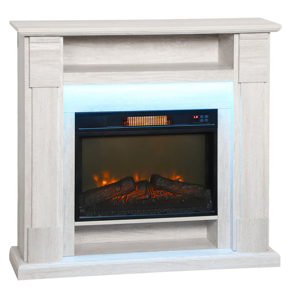 Camino Elettrico da Pavimento 105x27x97 cm 1800W Regolabile con Fiamma 3D Timer e Telecomando color Legno online