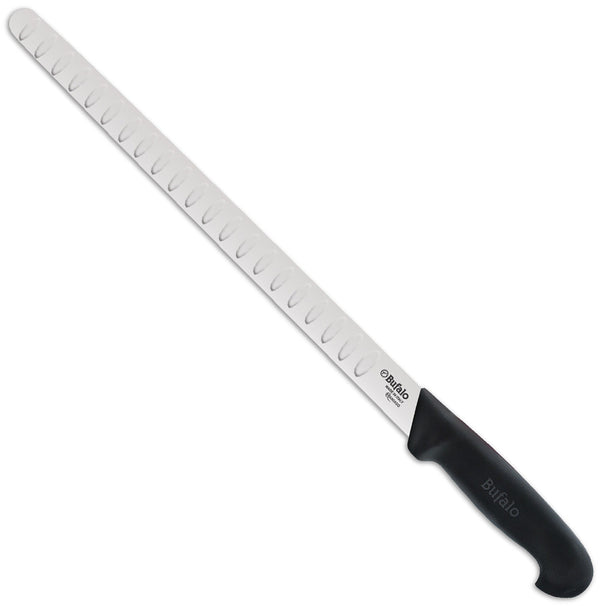 acquista Couteau à Saumon Lame Festonnée 30 cm Buffalo S110/30 Manche Noir