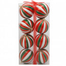 Box 8 Palline di Natale per Albero Sfere Natalizie Bianco Rosso e Verde da 10 cm